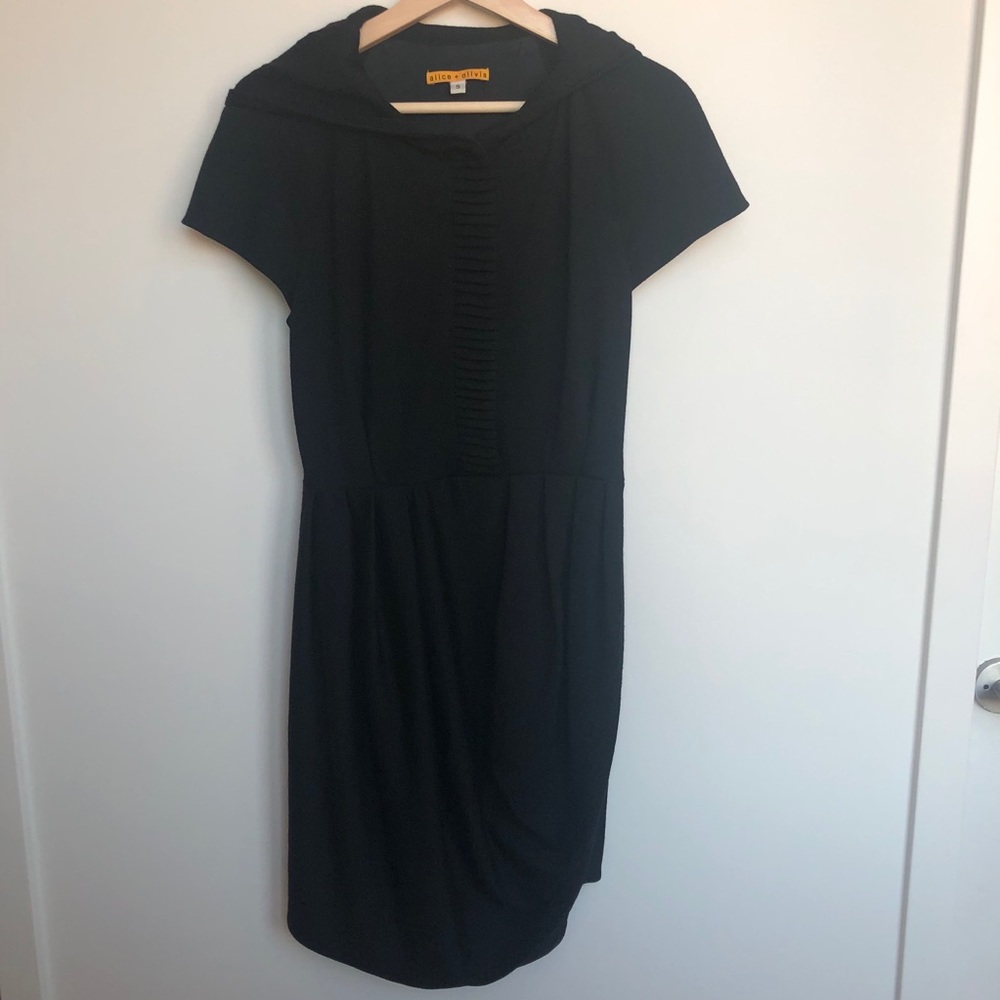 Alice & Olivia Mini Black Hooded Dress Small